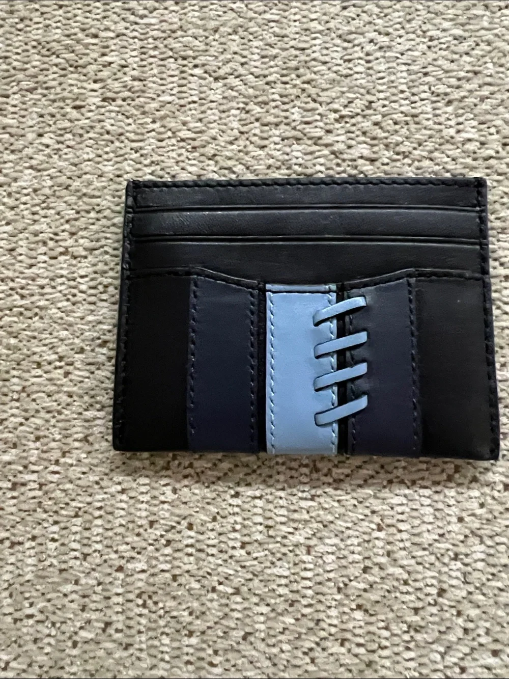 Coach Men's Black and Blue Leather Card Holder